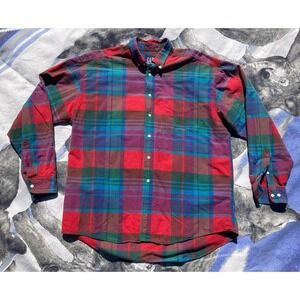 Vintage 90s GAP Flannel Shirt Mens Medium Plaid Long Sleeve USA Made Grunge